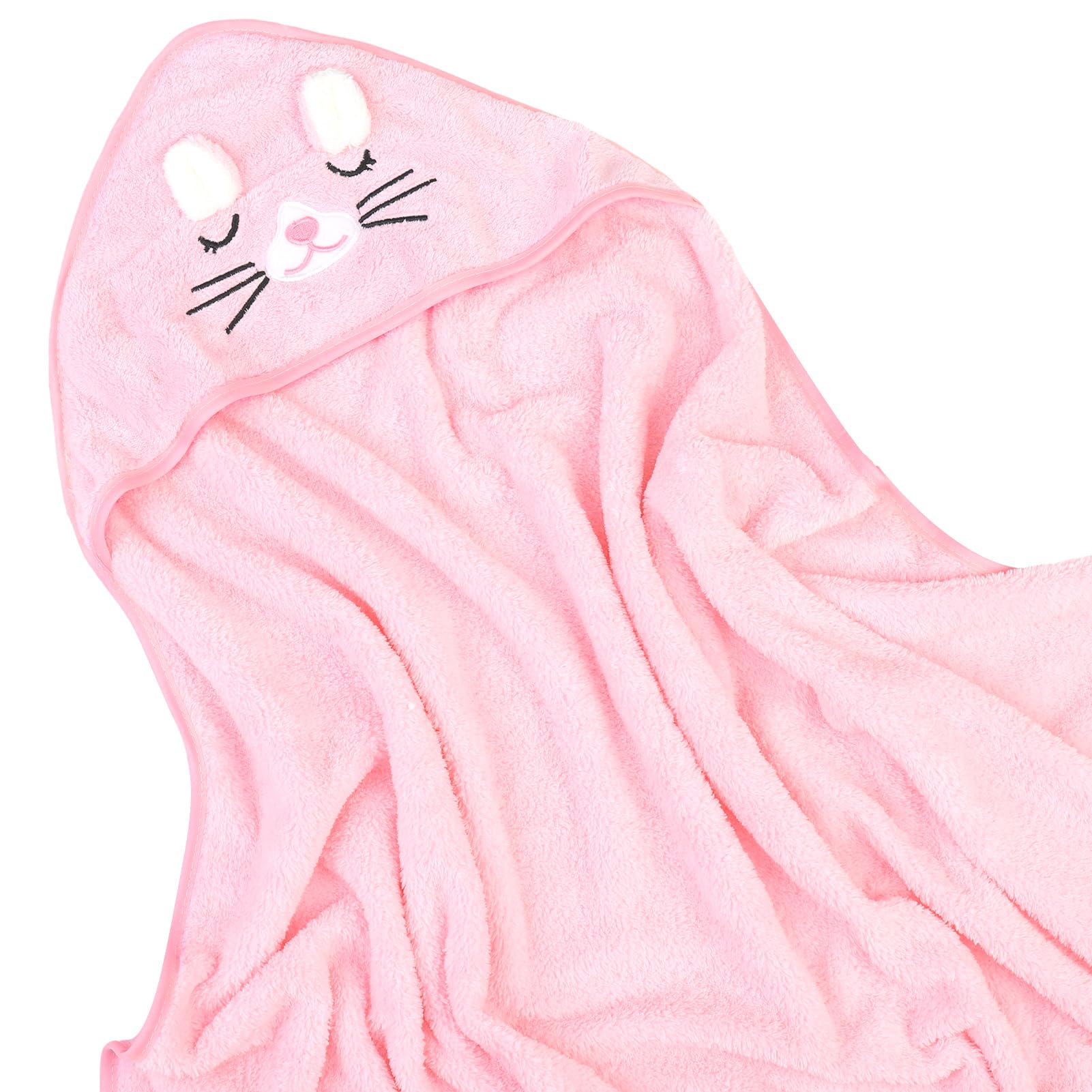 Lvefyti Kapuzenhandtuch Baby 80x80 cm Korallenvlies Badetuch Rosa – Ansicht 6