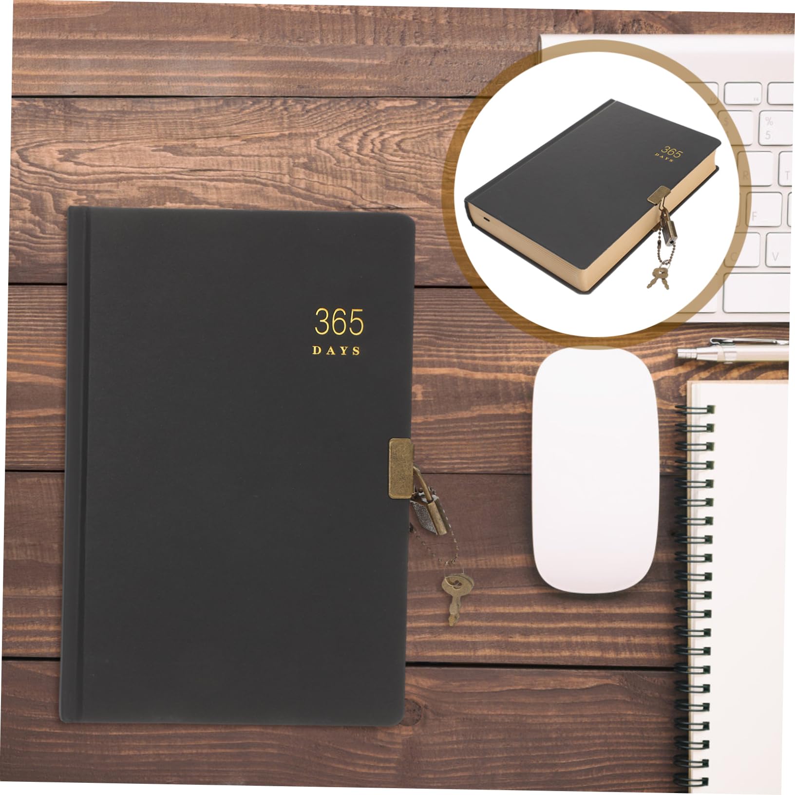 Quaderno con Lucchetto, Diario Personale da 365 Giorni, Portatile, in Carta, per Scuola, Ufficio, Pensieri e Schizzi Stile Casuale