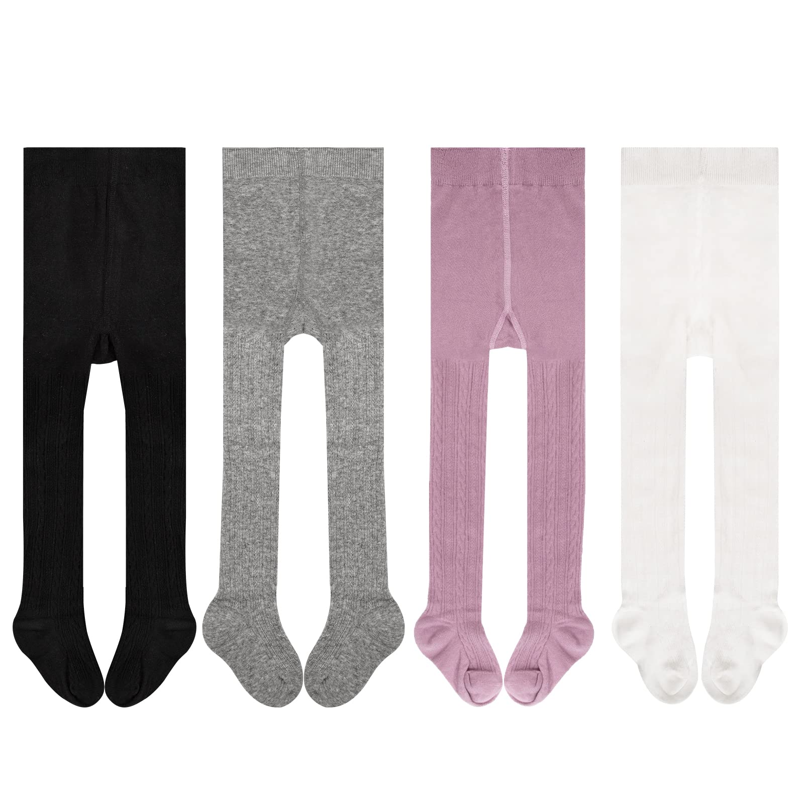 Looching 5 Pack Baby Toddler Girls Cute Cable Knit Cotton Tights Pantyhose Leggings Stocking Pants