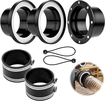 4 Inch Magnetic Dust Collection Kit with 1 Magnetic Connector, 2 Steel Port Receivers, 2 Rubber Hose Couplers, 2 Bungee Ball Cords, One to Multi System for Woodworking Shop Dust Collection