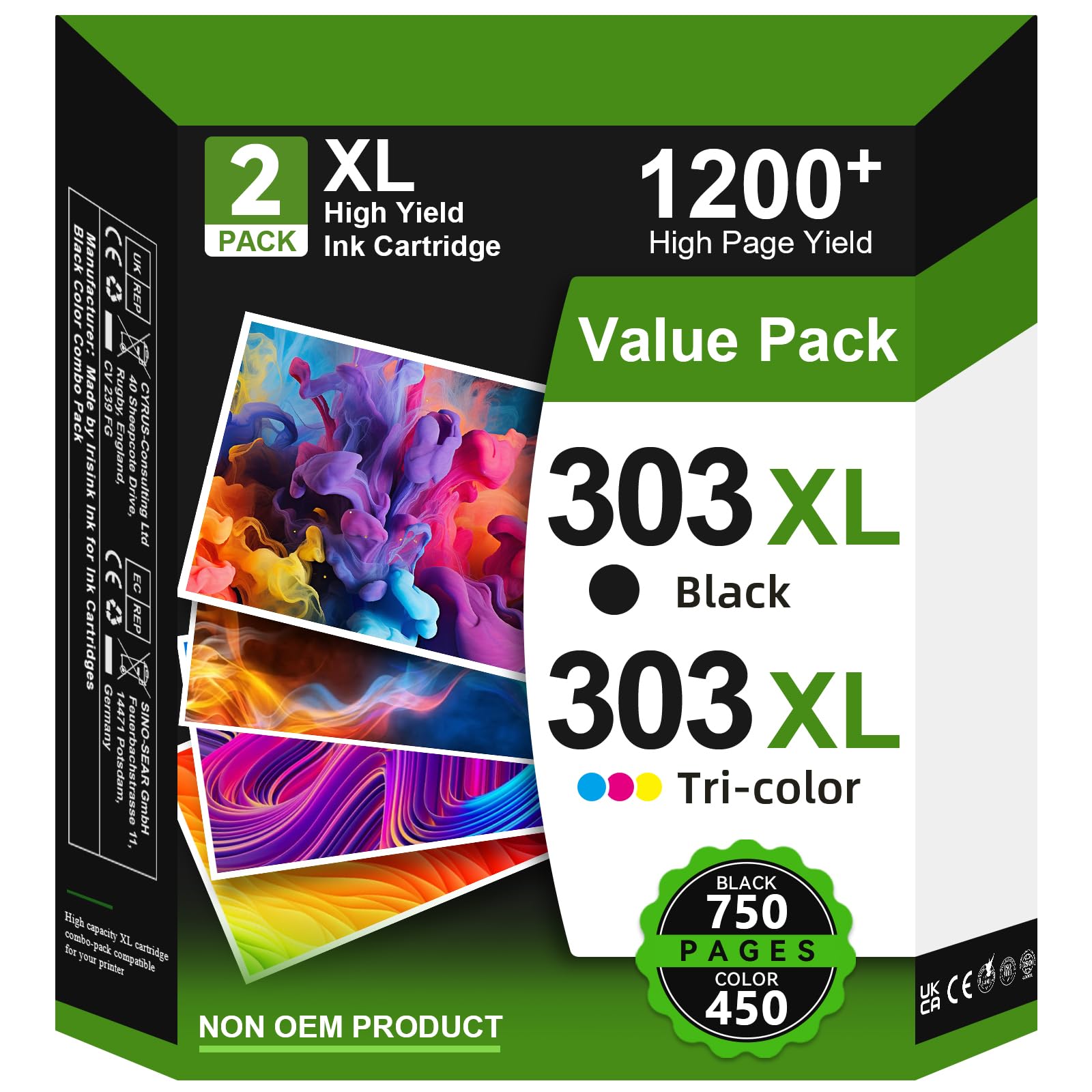 Neiber 303XL Cartuchos de Tinta Compatible con Tinta HP 303 XL, 303 XL para Cartuchos HP 303 para Envy Photo 6220e 6200 6220 6230 6232 7220 7134 7230e 7830e 7800 Envy Inspire 7200e 7220e 7900e 7920e