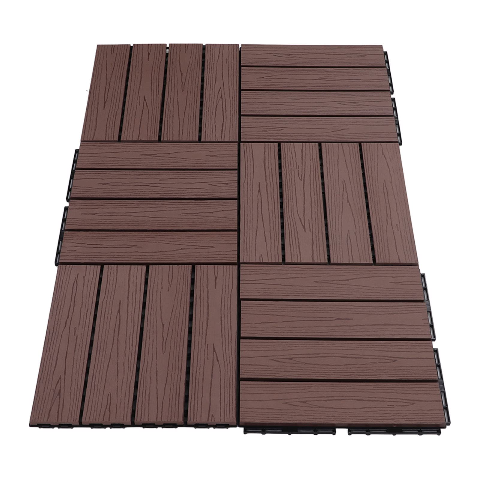 Yosoo Health Gear 16 Piezas de Baldosas Entrelazadas para Terraza de Patio, Suelos de Exterior, Compuesto de Madera y Plástico, 11,81 X 11,81 X 0,79 Pulgadas, Impermeable, Instalación Rápida para