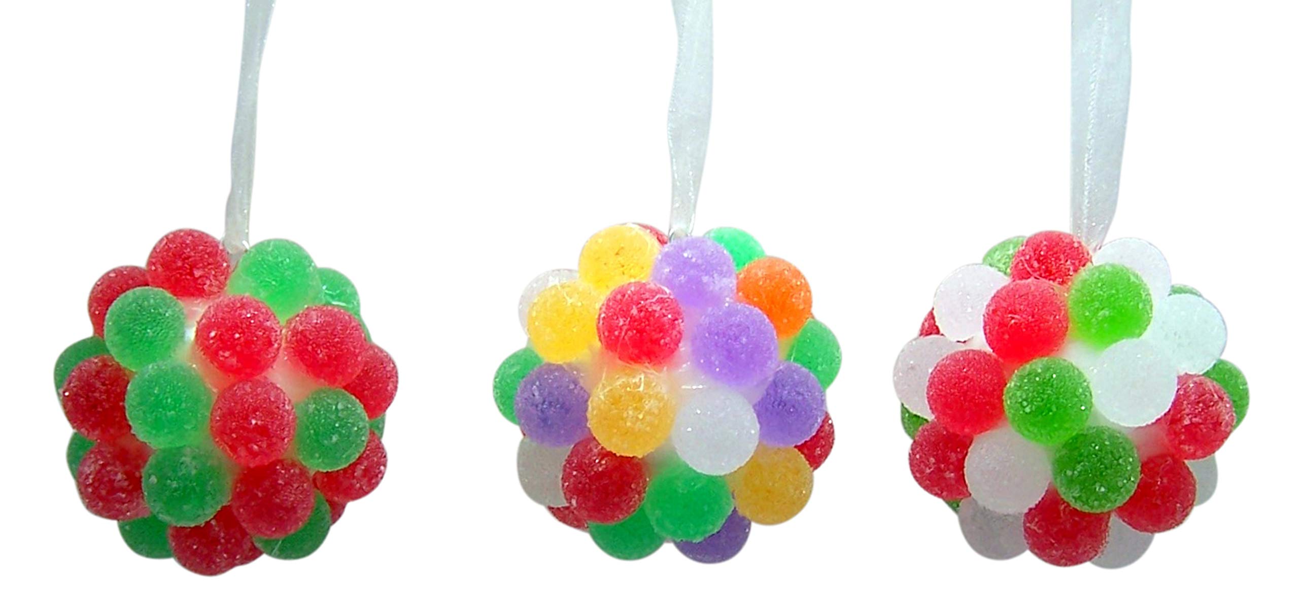 Holiday Gum Drop Candy Ball Ornament, 2.3 Inches, Set of 3