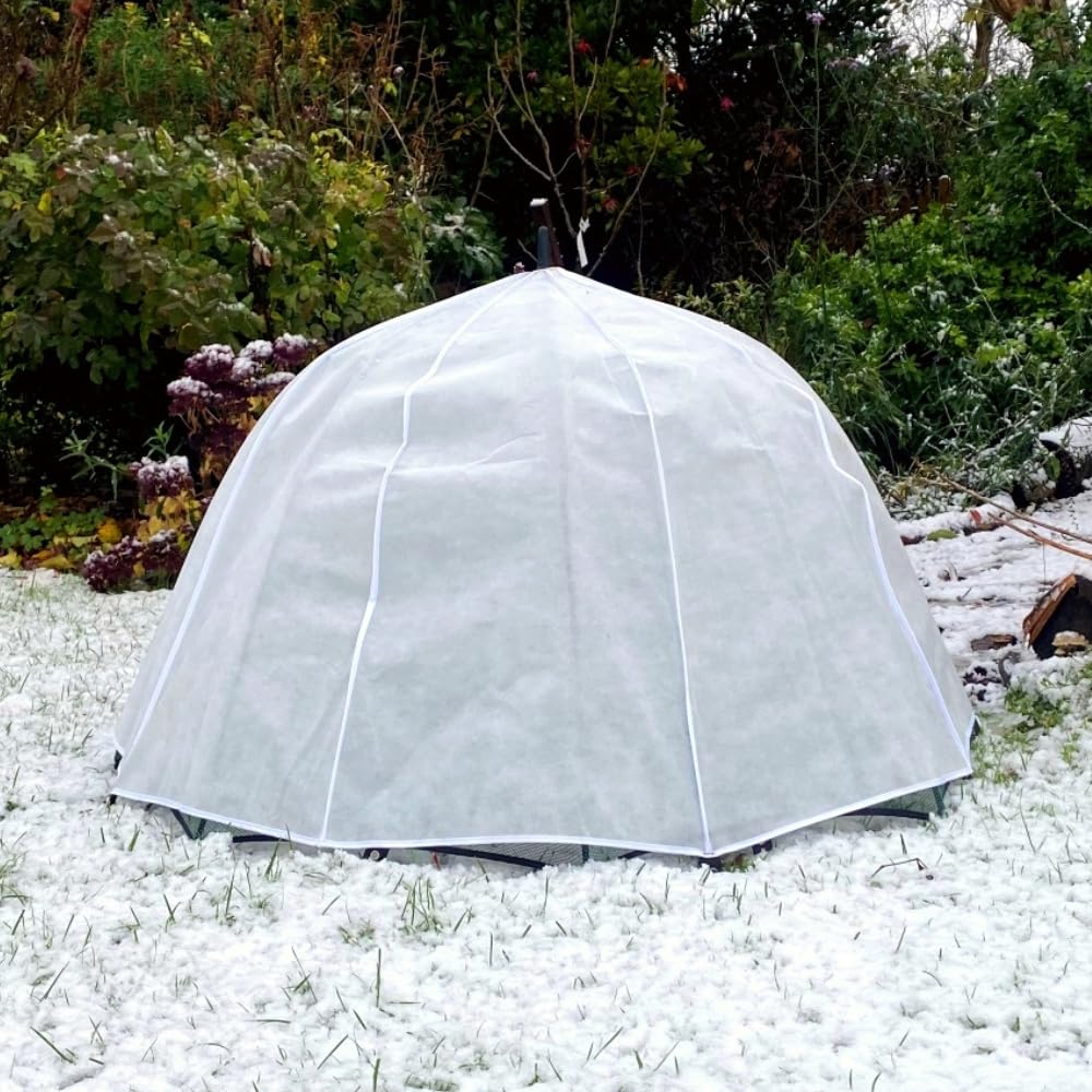 GardenSkill Garden Fleece Plant Frost Protection Cover | 50GSM Horticultural Winter Jacket Cloche Dome for Pot Planter Raised Bed Flower + Pegs, Support Stake, Connector (1.2x0.75m H, Pk 2)