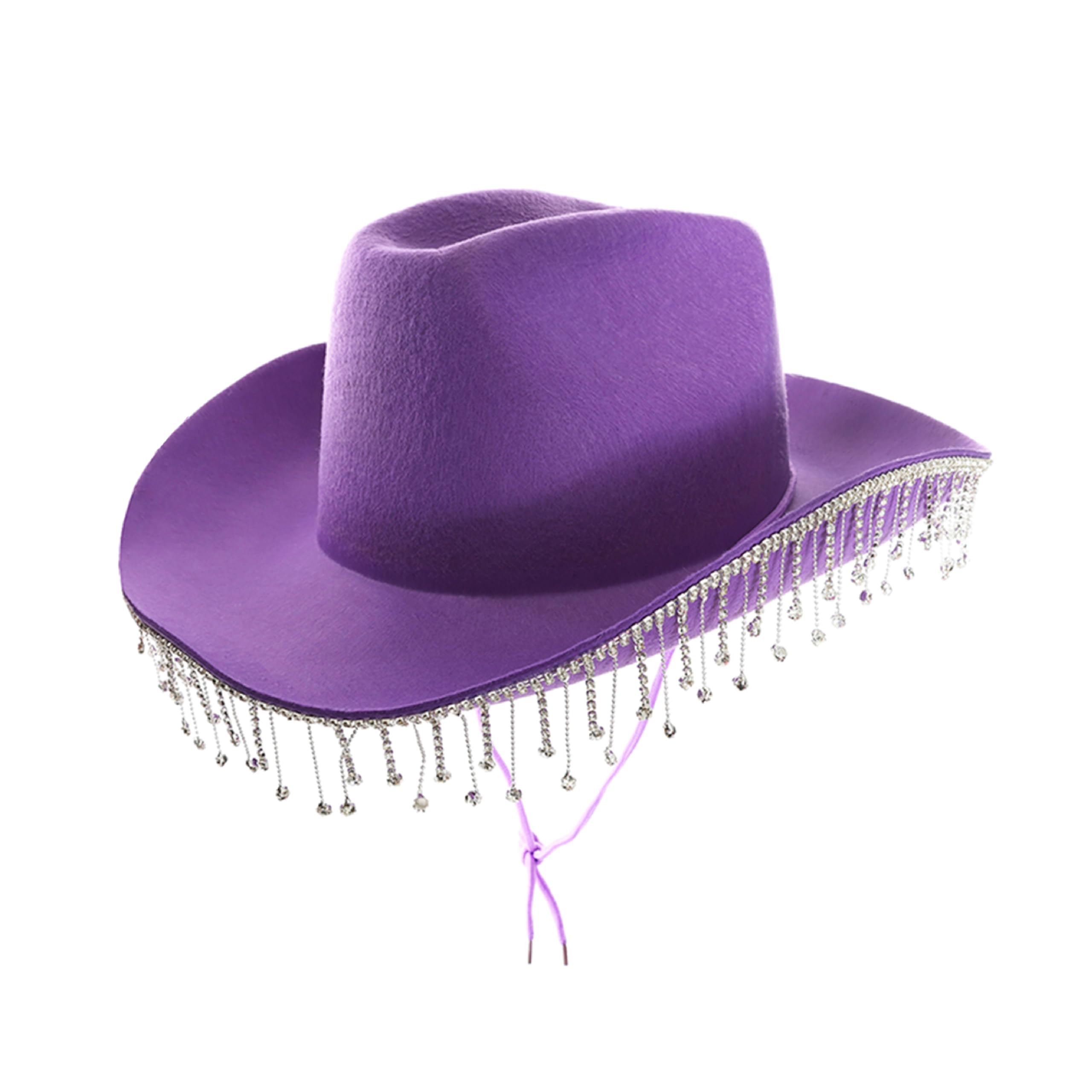 Purple Cowgirl Hat with Sparkling Diamantés – Stylish Western Fancy Dress Accessory for Hen Parties, Festivals, Rodeos, Themed Events, Nights Out and Photoshoots