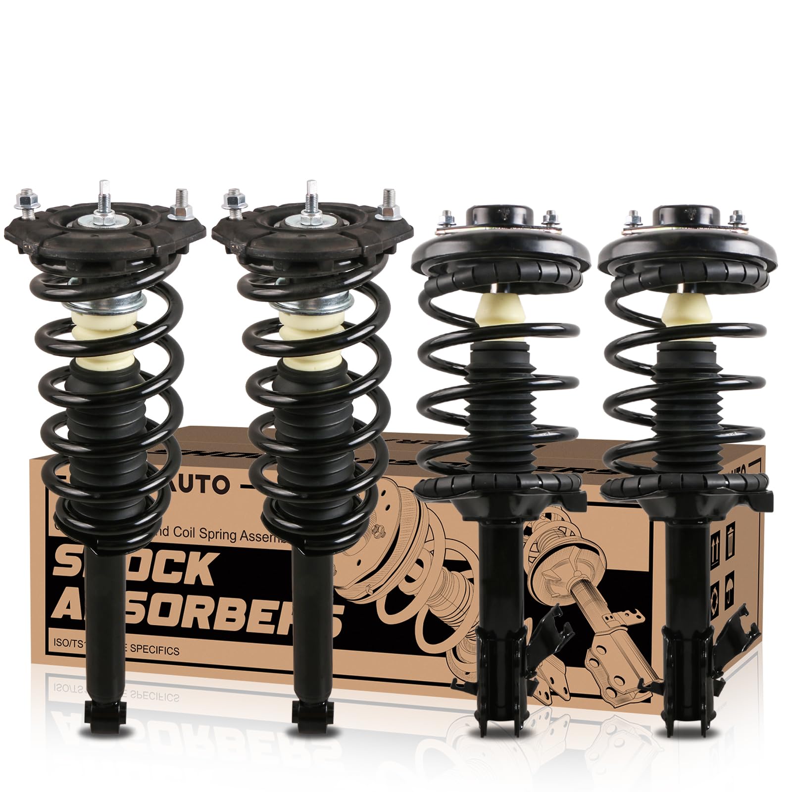 DNA Motoring SHO OE 00054 FLR For 2000 To 2003 Nissan Maxima A33 Left Right Front Fully Assembled Shock Strut Coil Spring Suspension