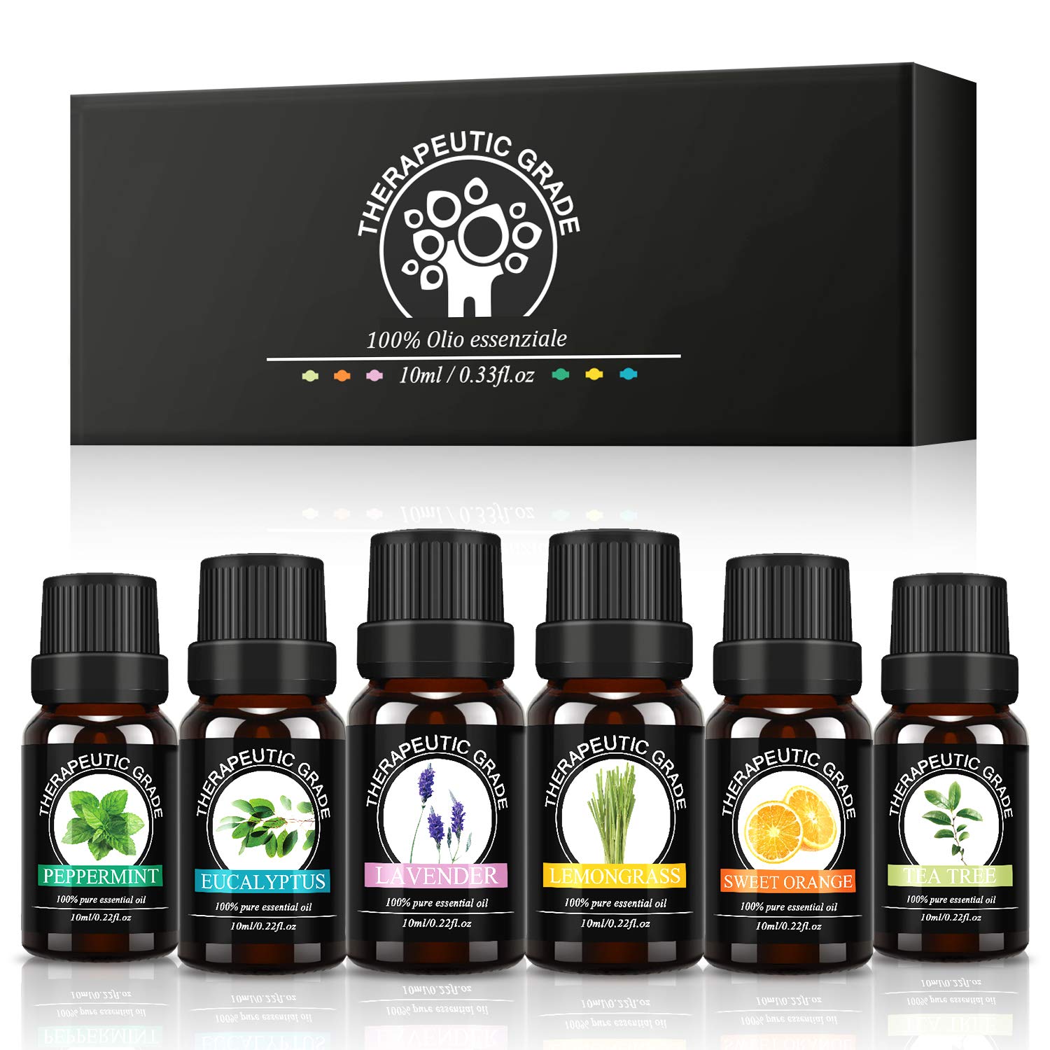 ENGIVE Blend Essential Oil Top 6 Gift Set - Aromatherapy Diffuser Blends Oils for Humidifier, Breathe, Sleep, Skin & Hair Care, Muscle Relief, Anxiety Relief - New Model