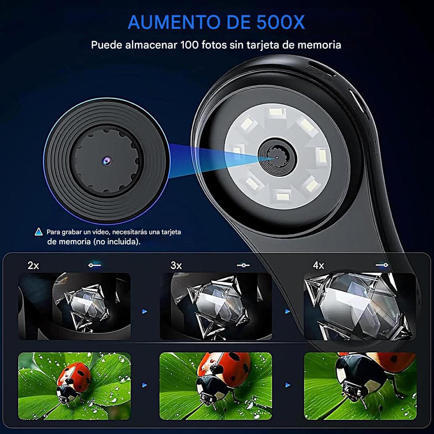 Microscopio portátil para pantalla de 5 cm de aumento de 500x, microscopio digital – lupa educativa para descubrimientos biológicos al aire y ocio preescolar Microscopio portátil para pantalla de 5 cm de aumento de 500x, microscopio digital – lupa educativa para descubrimientos biológicos al aire y ocio preescolar