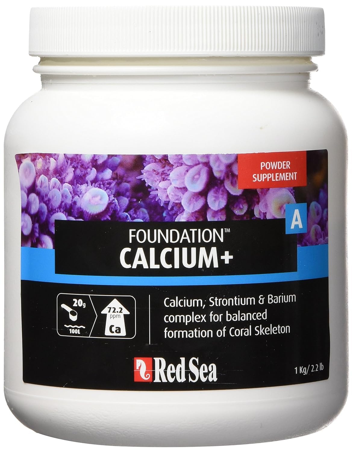 Reef Foundation A (Ca/Sr) Supplement, 1kg Powder - Calcium & Strontium Additive for Healthy Coral Growth in Marine & Reef Aquariums
