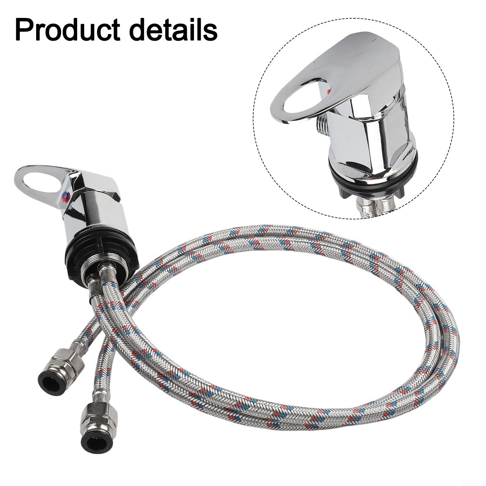 Robinet mitigeur de douche avec queues de 800 mm en acier inoxydable effet chromé à levier unique pour système de pompe sous pression pour camping-car, camping-car, installation compacte