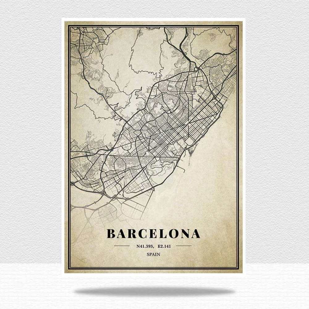 Puzzle dla dorosłych, Hiszpania Barcelona mapa układanka, retro miasto najtwardsza puzzla, niezwykłe wyzwanie mózgu dla dzieci, trudne gry rodzic-dziecko, do spersonalizowanego domu zdjęcie na ścianę