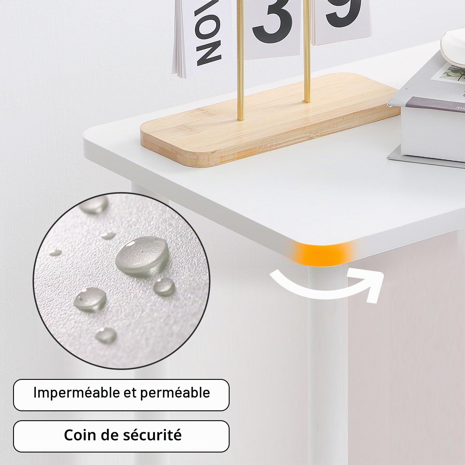 Table d'Appoint à 2 Niveaux, Meuble d Entree, 40x30x47.5cm, Blanc