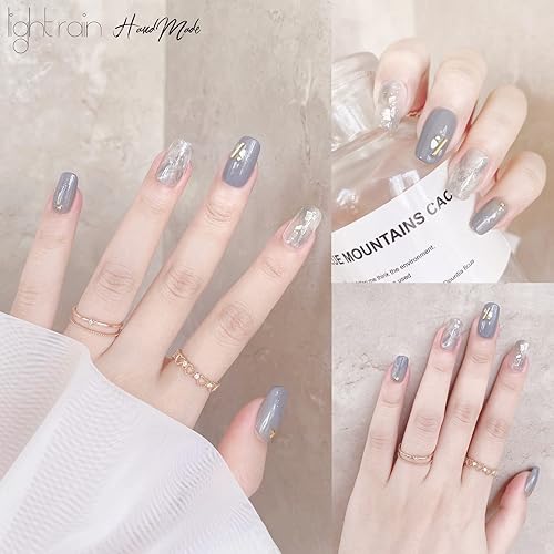 Miniatura 3 de LIGHT RAIN - Uñas a presión medianas con diseño de galaxia Andromeda, de lujo, reutilizables, de siete capas, con acabado UV, uñas postizas hechas a