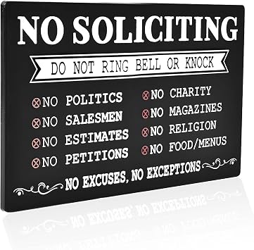 No Soliciting Sign for House,Do Not Knock or Ring Doorbell Sign for Home,Funny Acrylic Self Adhesive Small Warning Reminder Signs for Office Business Front Door Yard-5.1" x 3.1"