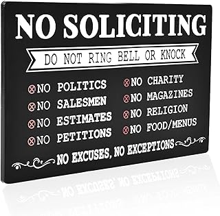 Funny No Soliciting Sign for House,Do Not Ring Bell or Knock Signs for Home,Small Warning Reminder Signs for Office Business Front Door Apartment Porch Entrances Wall Decor-5.1
