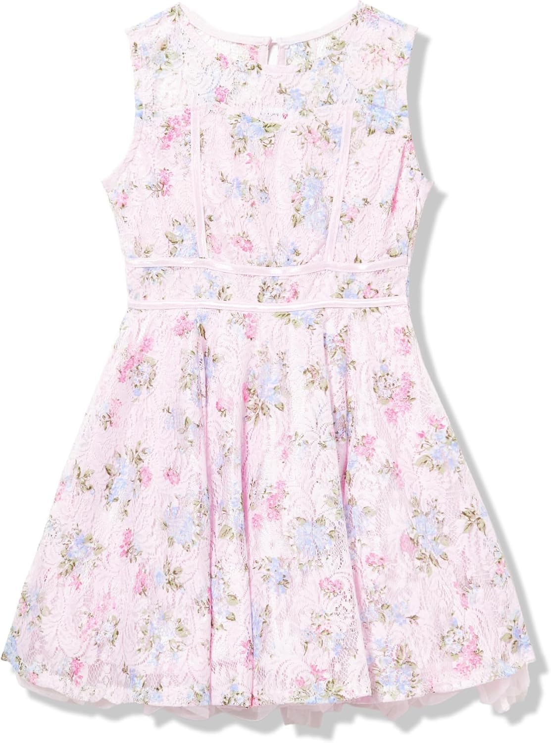 Beautees Girls' Sleeveless Sweetheart Neck Lace Skater Party Dress