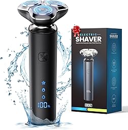 Electric Razor for Men, Men's Electric Shaver, 3-Blade Rotary Shaving System, Touch Switch, Type-C Fast Charging, LED Display, Travel Lock, 90+ Minutes Run Time