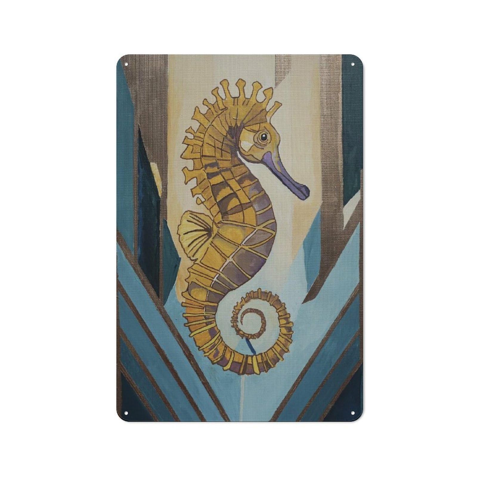 Junmoney Style-5 Seahorse Cottage Style Metal Wall Decor 30X20cm, Farmhouse Metal Sign For Kitchen, Cottage, Porch Or Garden Room