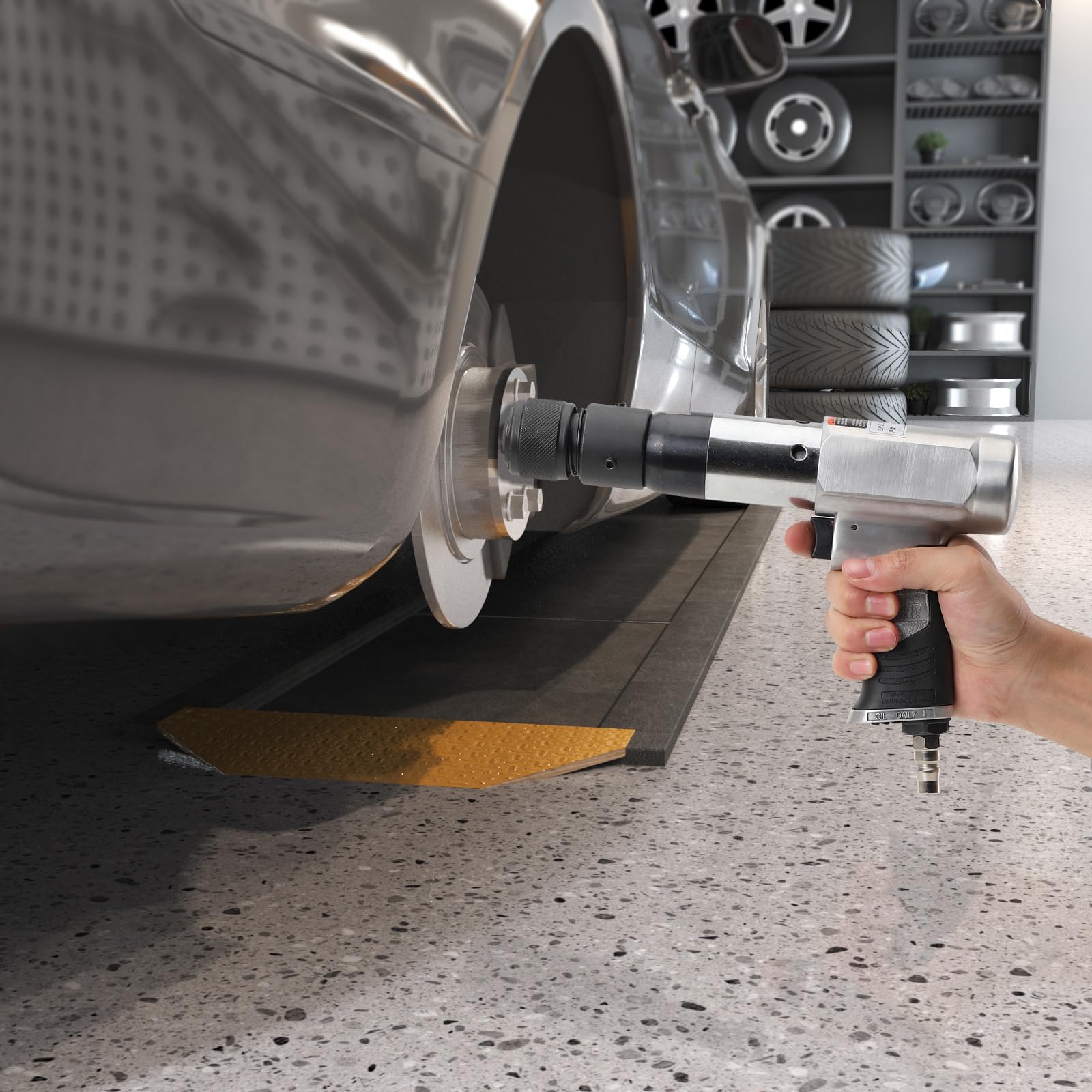 Martello Pneumatico Professionale 2200 Colpi/Min, Set Martello Pneumatico 16 Pezzi con Sistema di Cambio Rapido, per Riparazione Auto, Carrozzeria e Demolizione