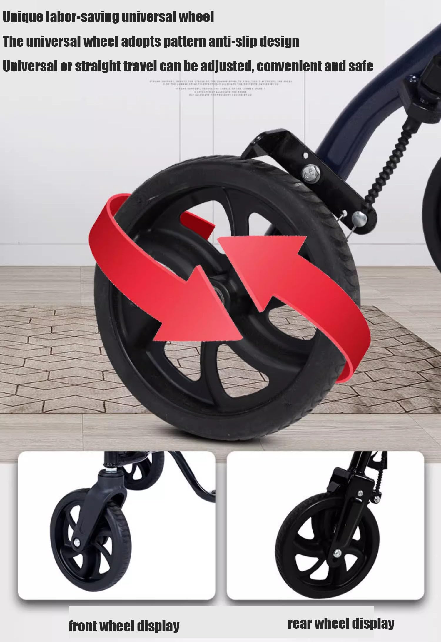 Andador con Andador y Silla de Transporte 2 en 1, Andador con Andador con Asiento Acolchado Extra Ancho, con reposapiés y apoyabrazos, Carga de 120 kg