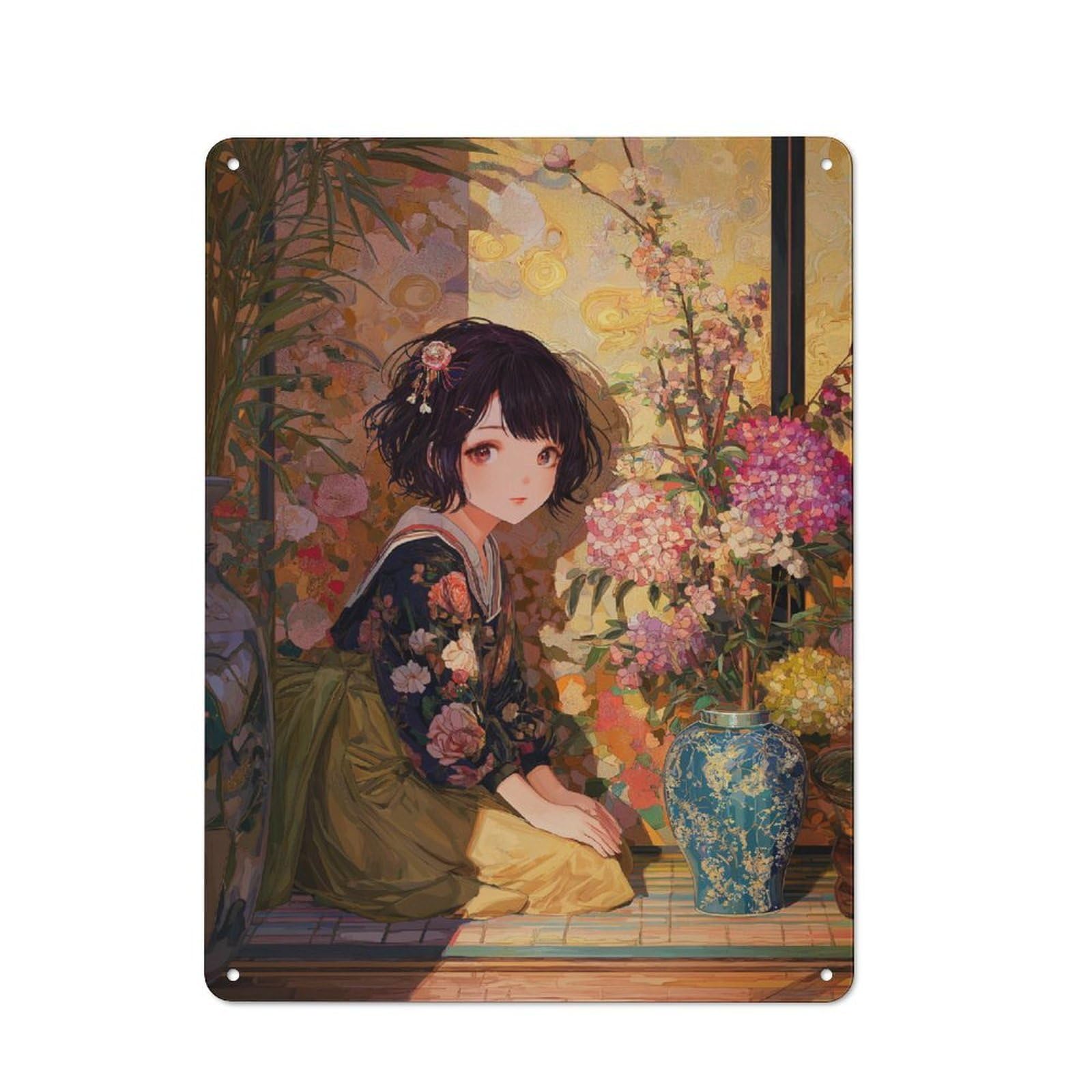 Junmoney Floral Serenity -2 Retro Metal Wall Sign 40X30cm With For Pub Or Café, A Housewarming Gift For Hospitality Wall Decor Collectors