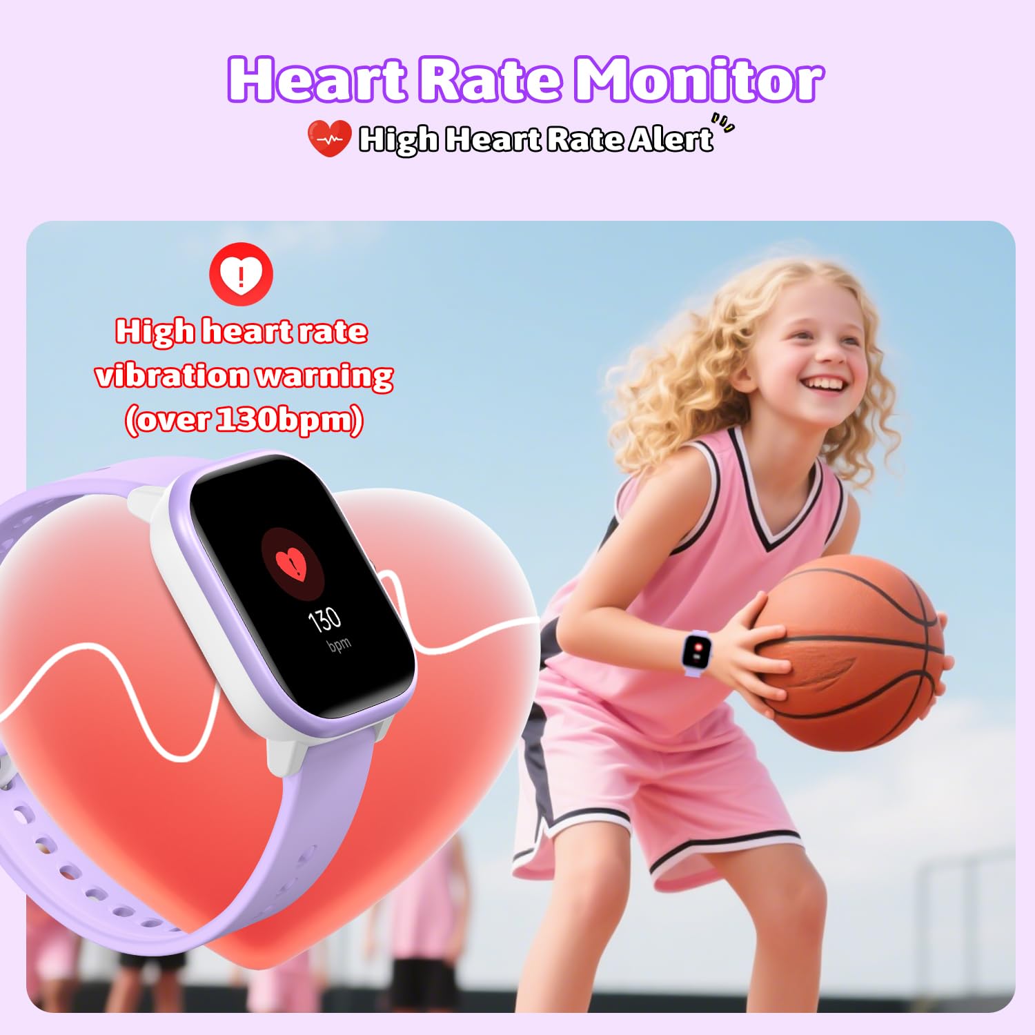 Fikami Reloj Inteligente para niños niñas No App No se Necesita teléfono, 1.83 "IP68 Impermeable Reloj Deportivo, frecuencia cardíaca, Juegos de Rompecabezas para niñas niños Adolescentes 6-16