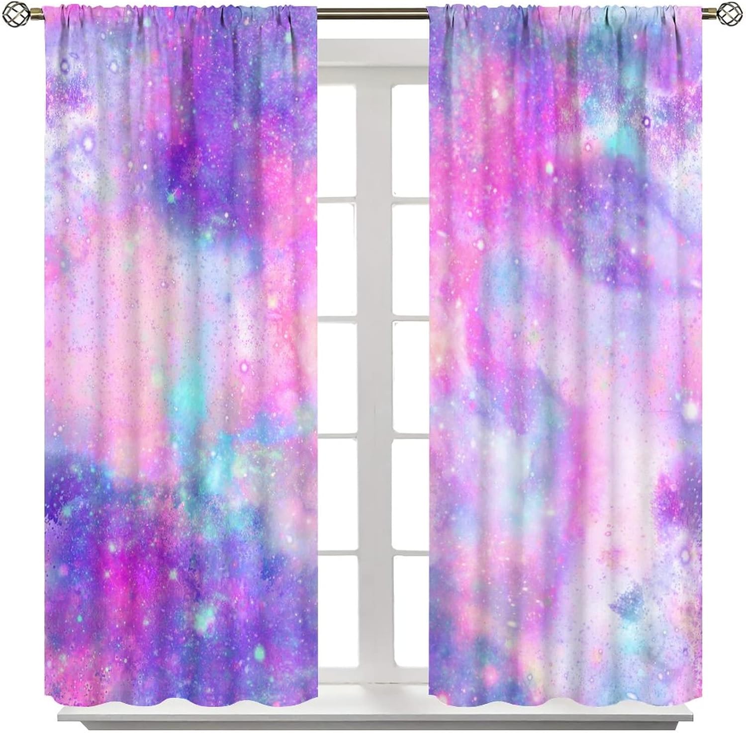 Galaxy Blackout Curtains Romantic Dreamy Pink Purple Art Print for Girls Bedroom Living Room Kitchen Decor Rod Pocket Window Drapes 2 Panels 42x45in