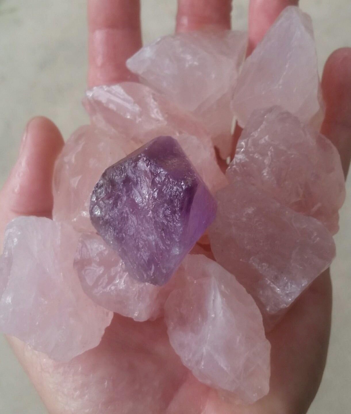 fastoworld GemFarmer RQL: 3/4 LB Lot 8 to 10 Large Rose Quartz Rough Crystals Heart Chakra