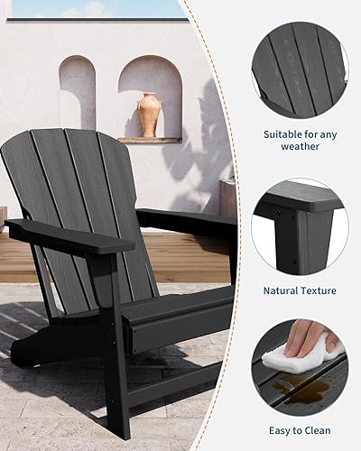 Miniatura 4 de Silla Adirondack moderna de plástico de polietileno de alta densidad  Silla de chimenea de madera de polietileno de gran tamaño de 380 libras,
