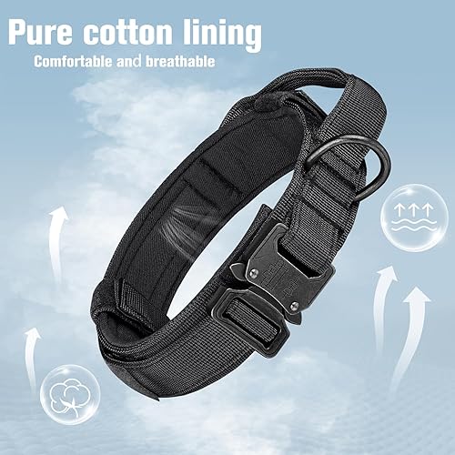 Miniatura 3 de Collar táctico para perro, collar ajustable de nailon con asa de control y hebilla de metal pesado para perros medianos y grandes, con parches,
