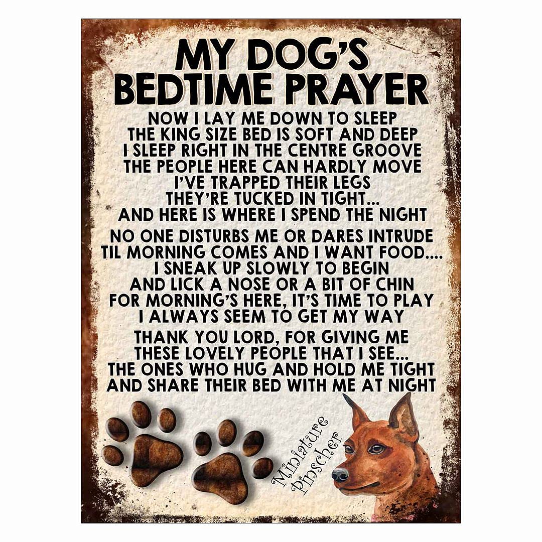 MY DOG'S BEDTIME PRAYER RETRO STYLE METAL TIN SIGN/PLAQUE (311DRM) MINIATURE PINSCHER, Mixed, 10" x 8"