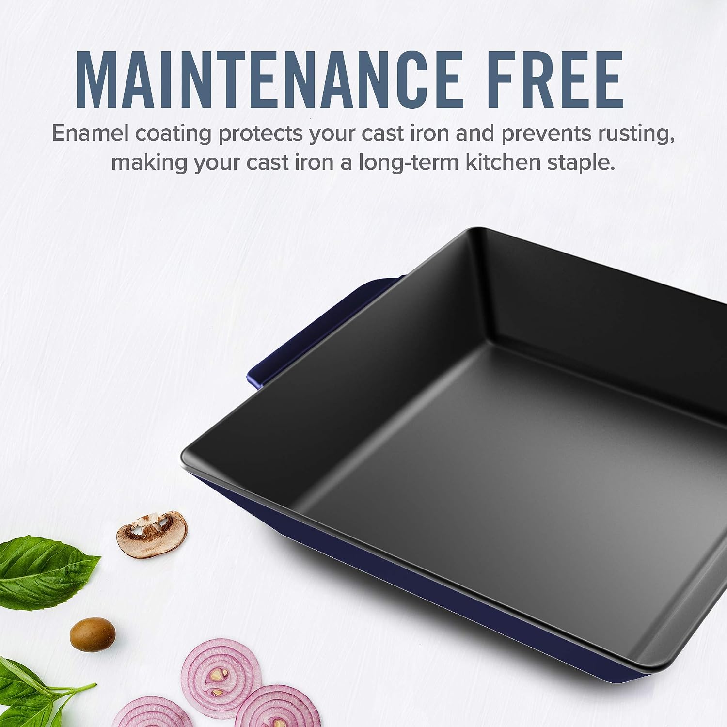 Flаѕh Sаlе Geoffrey Zakarian 11 Cast Iron Non-Stick Grilling & Roasting Pan for Vegetables, Meats, Seafood & More - Blue (ZFENSDGR11GBBU02)