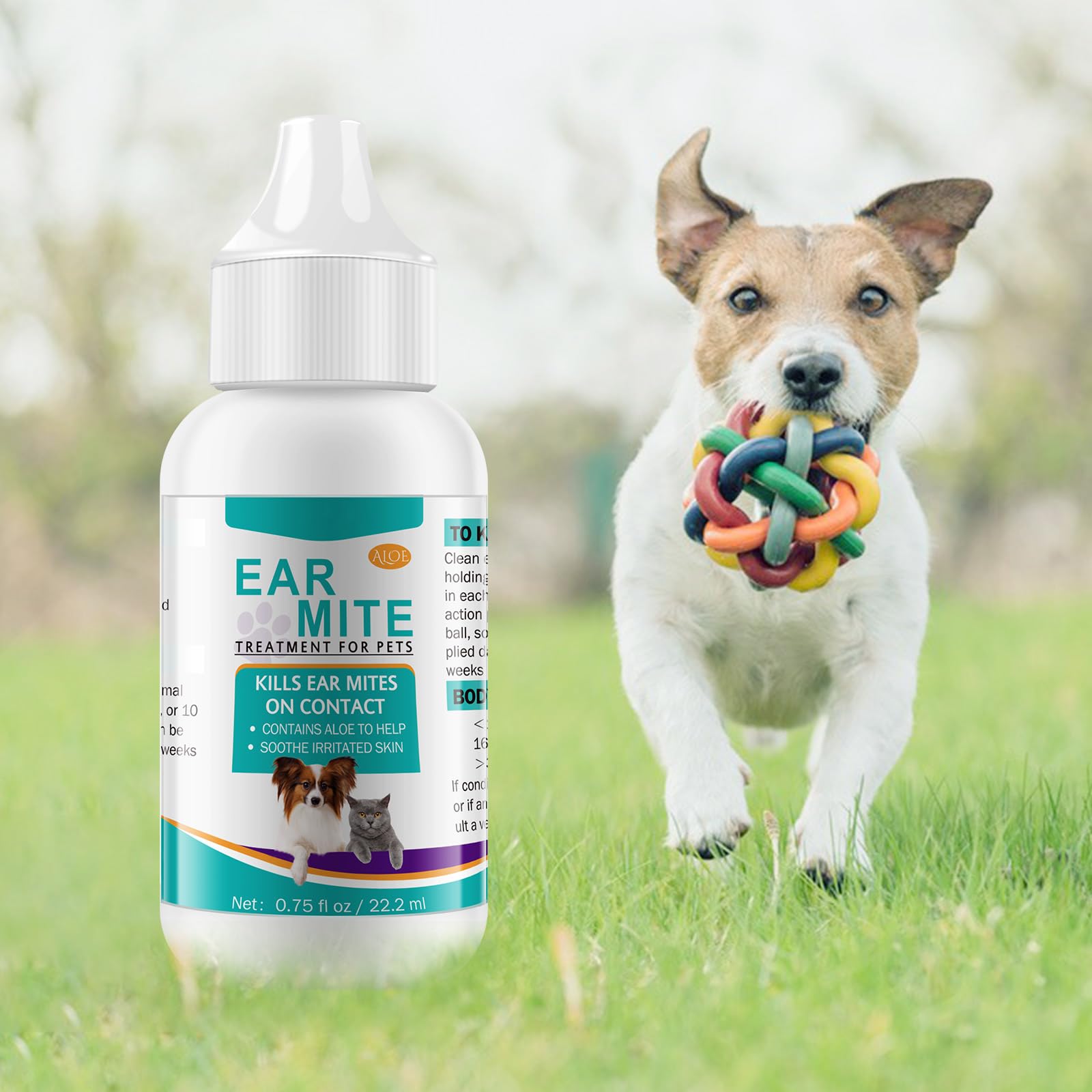 SDJUFEI 2 Pack Ear Mites Clean for Dogs & Cat, with Aloe Vera, Cat Ear Mite Treatment Cleaner on Contact & Soothes Itching, Vet-Recommended Formula for Pets Ear Cleaning, Fast-Acting - image 7