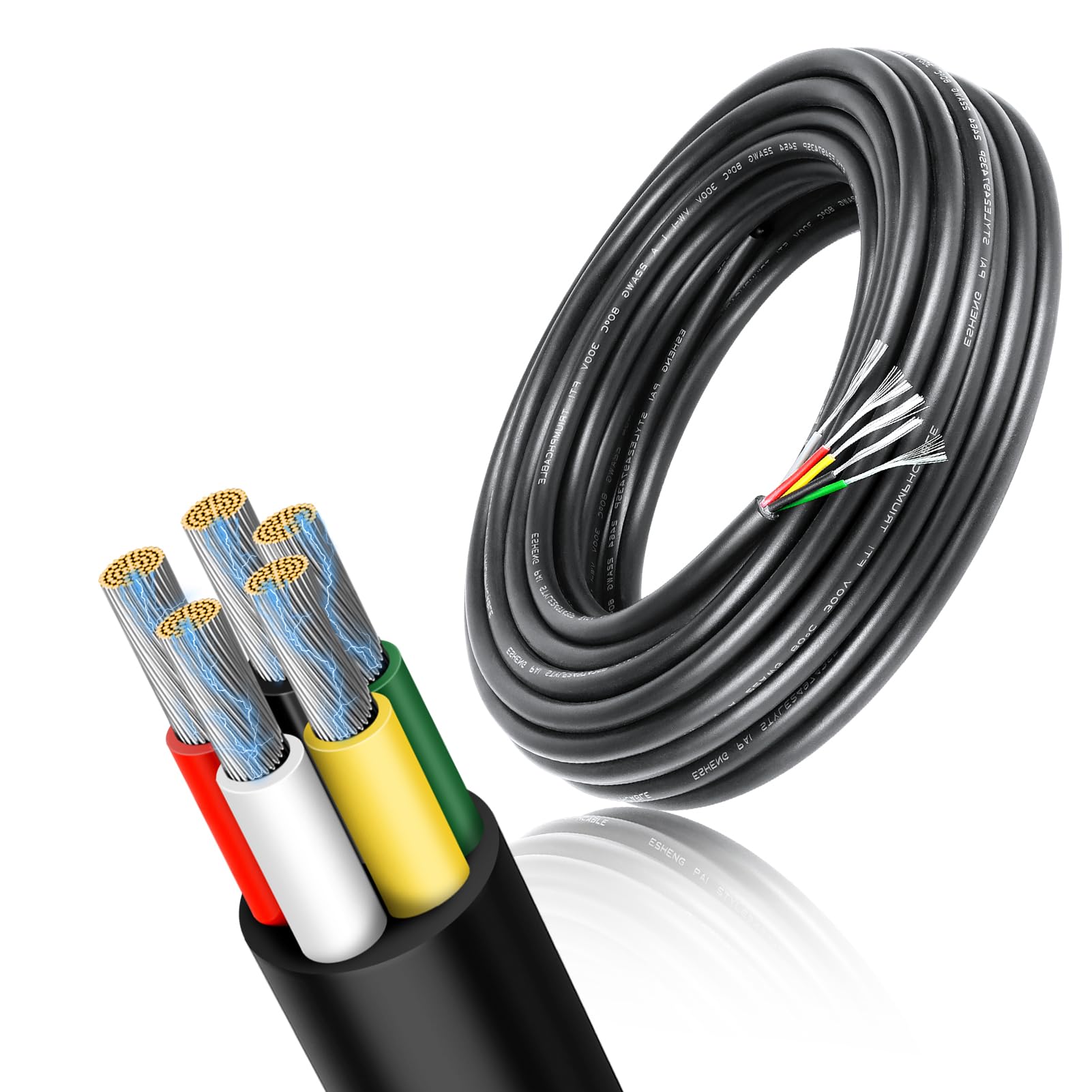 RESHAKE 18 Gauge 4 Conductor Wire, 16.4FT 18-4 Tinned Copper 4 Wire Cable,Stranded Electrical Wires for Security,Automotive,Speaker,Sensors,Sprinkler,Irrigation — view 11