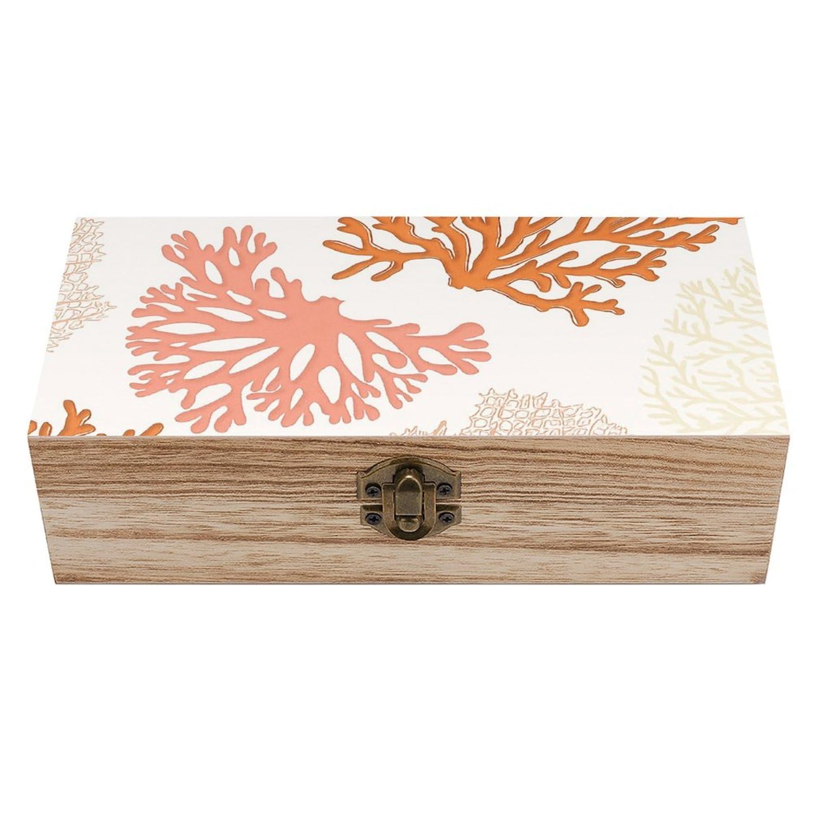 SMAZDFXX Red Coral Wooden Storage Box Multipurpose Decorative Box for Jewelry Photo Home Decor