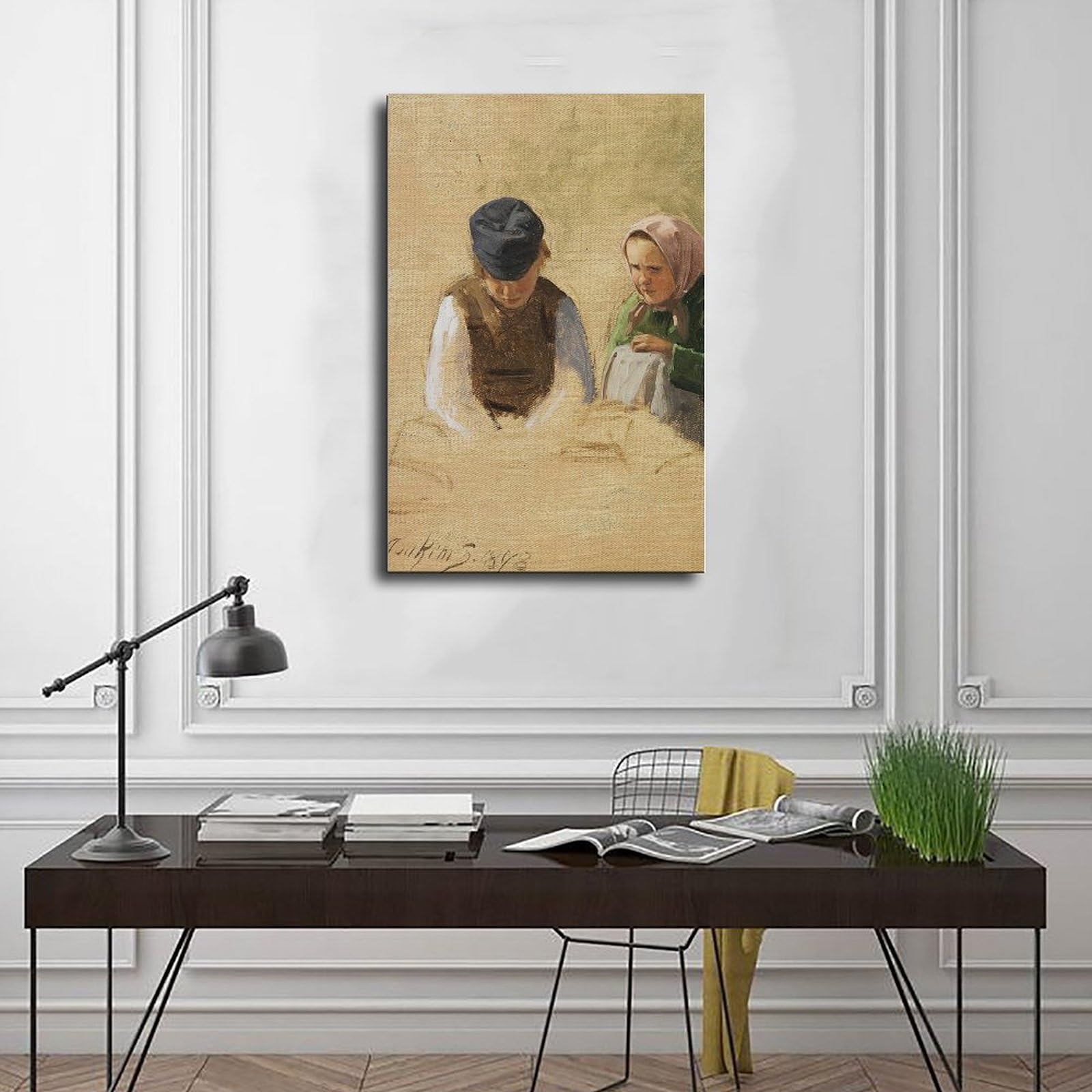 Poster su tela Bondedreng Og Syende Bondepige. Studie (1878) per soggiorno, decorazione regalo