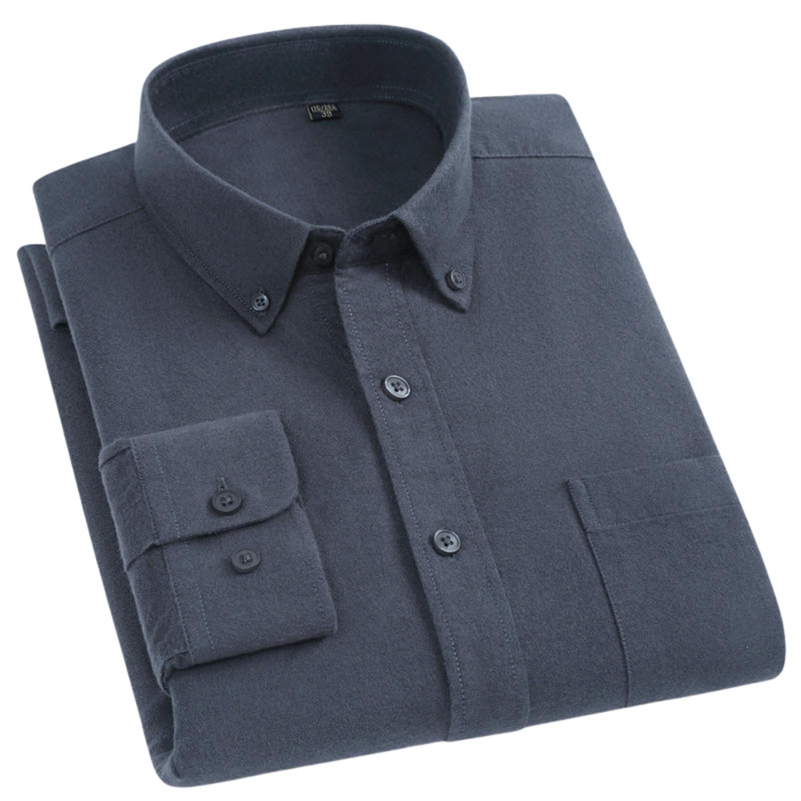 Camicia da uomo Business Casual Flanella Oxford Solid Slim Fit Manica Lunga Colletto Button Down Caldo Abbottonatura Traspirante