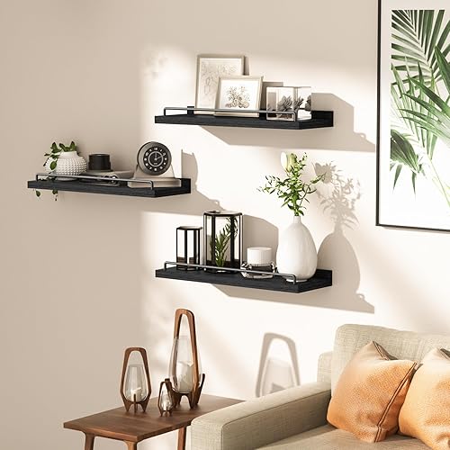 Miniatura 4 de RYOFOBETTO Estantes flotantes para decoración de pared, estantes de baño sobre el inodoro, estantes de pared estilo granja para sala de estar,