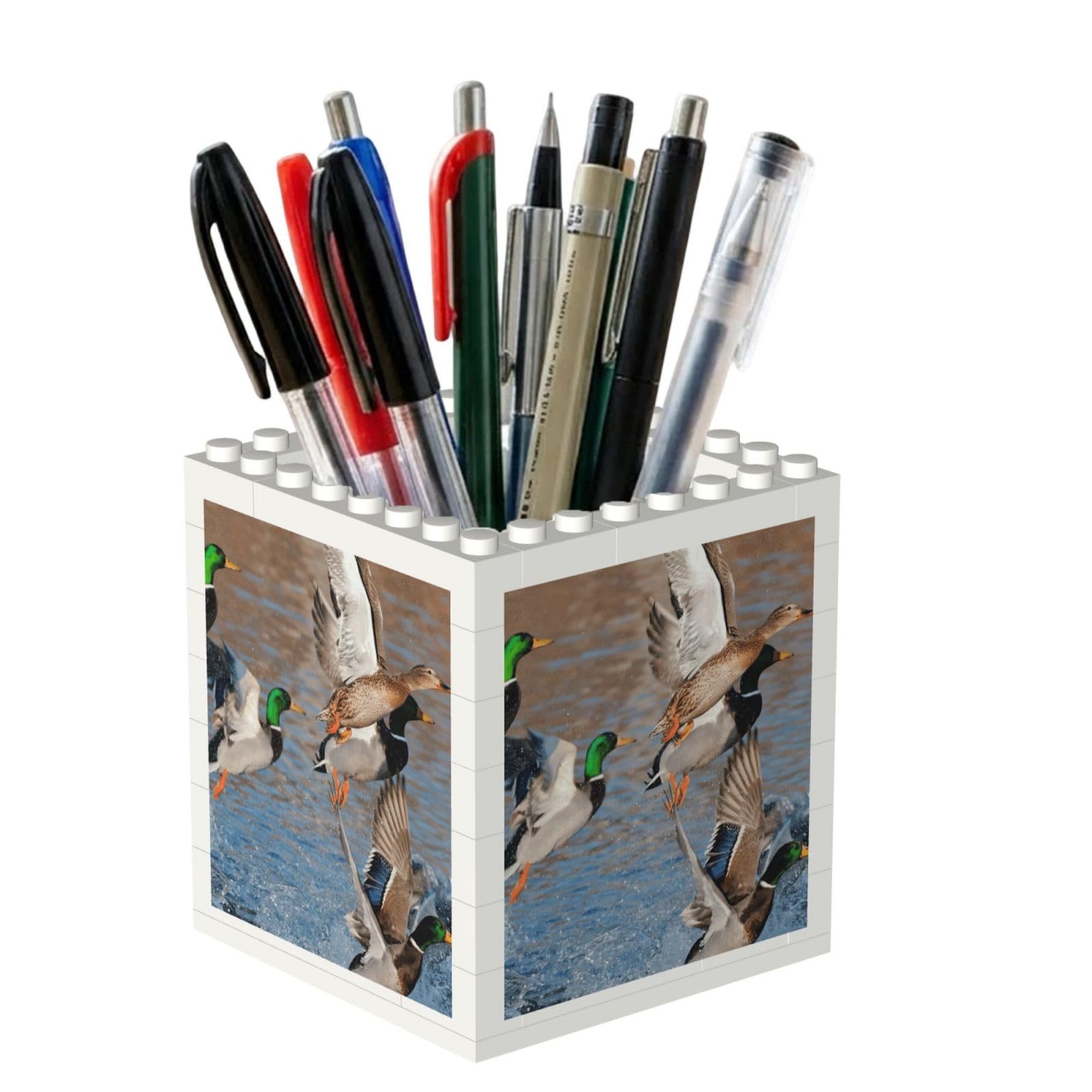 Poadnly Ducks Hunting, Pen Pot Pencil Holder for Office Home School, Compact Desk Organiser for Office Stationery