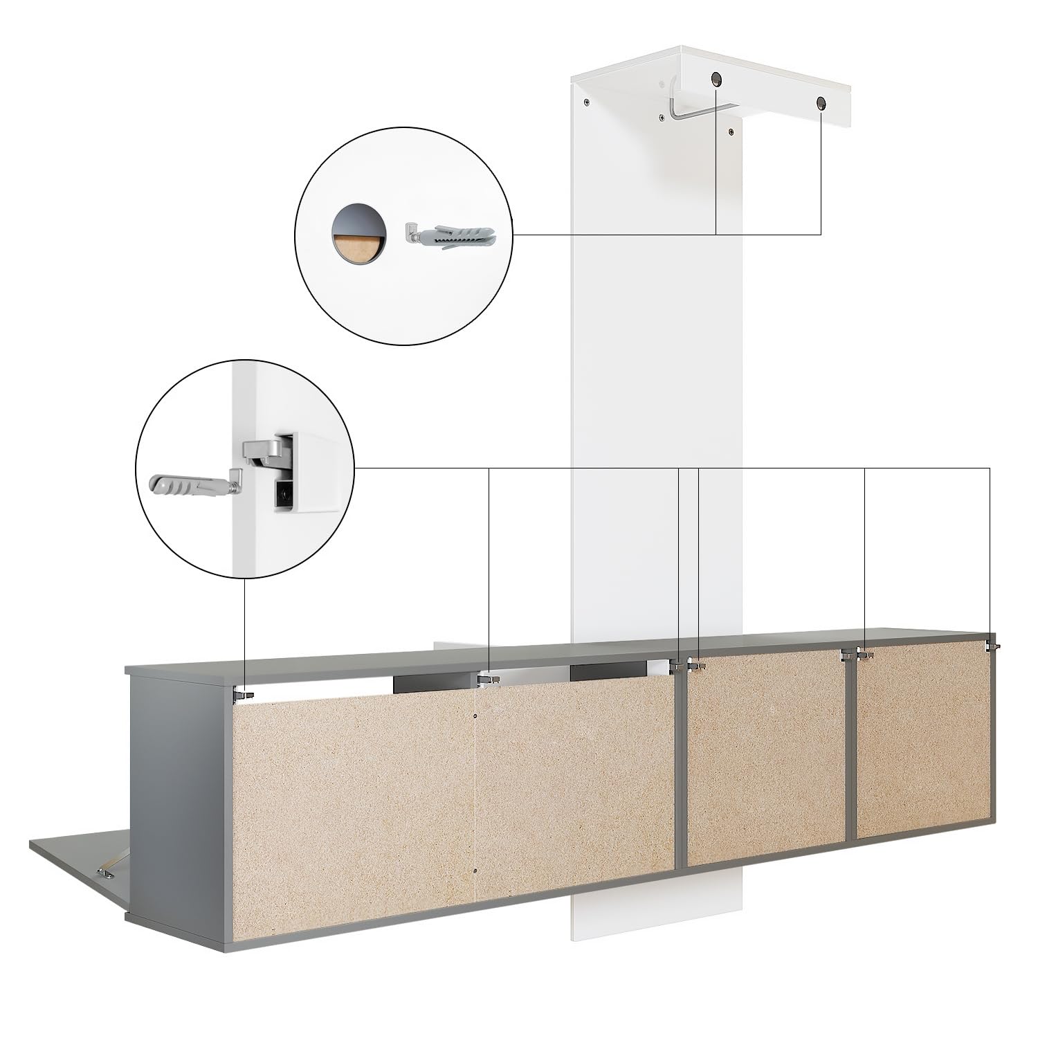 Vladon Garderobe Carlton Set 1, Made in Germany, Flur-Garderobe aus Deko-paneel, Schubladen-Kommode & Schuhschrank, Anthrazit matt/Bronze Optik (209 x 193 x 35 cm)