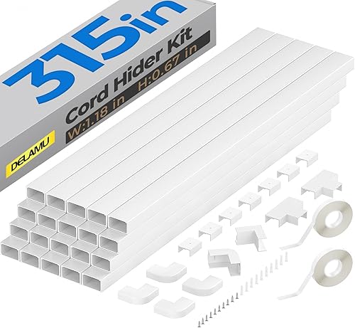 Miniatura 10 de Delamu Ocultador de cables, cubiertas de cable de 315 pulgadas para cables en la pared, ocultadores de cable de un cable, cubiertas de alambre