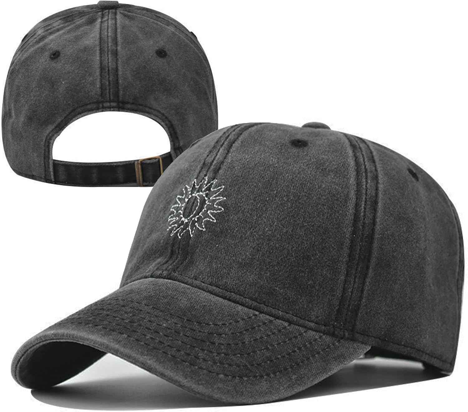 Plam Trees Hats Embroidered Washed Cotton Baseball Cap for Men Women Distressed Black Snapback Baseball Hat Adjustable