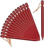 Vista 8 de Grassman Paquete de 16 estacas para tienda de campaña, estacas de aluminio 7075, clavijas de tierra ligeras y resistentes, estacas de metal Naranja