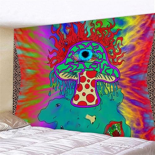 Tapiz de mandala indio de setas psicodélicas para colgar en la pared, bohemio, psicodélico, tapiz brujería de tapiz A10, 70.9 x 78.7in