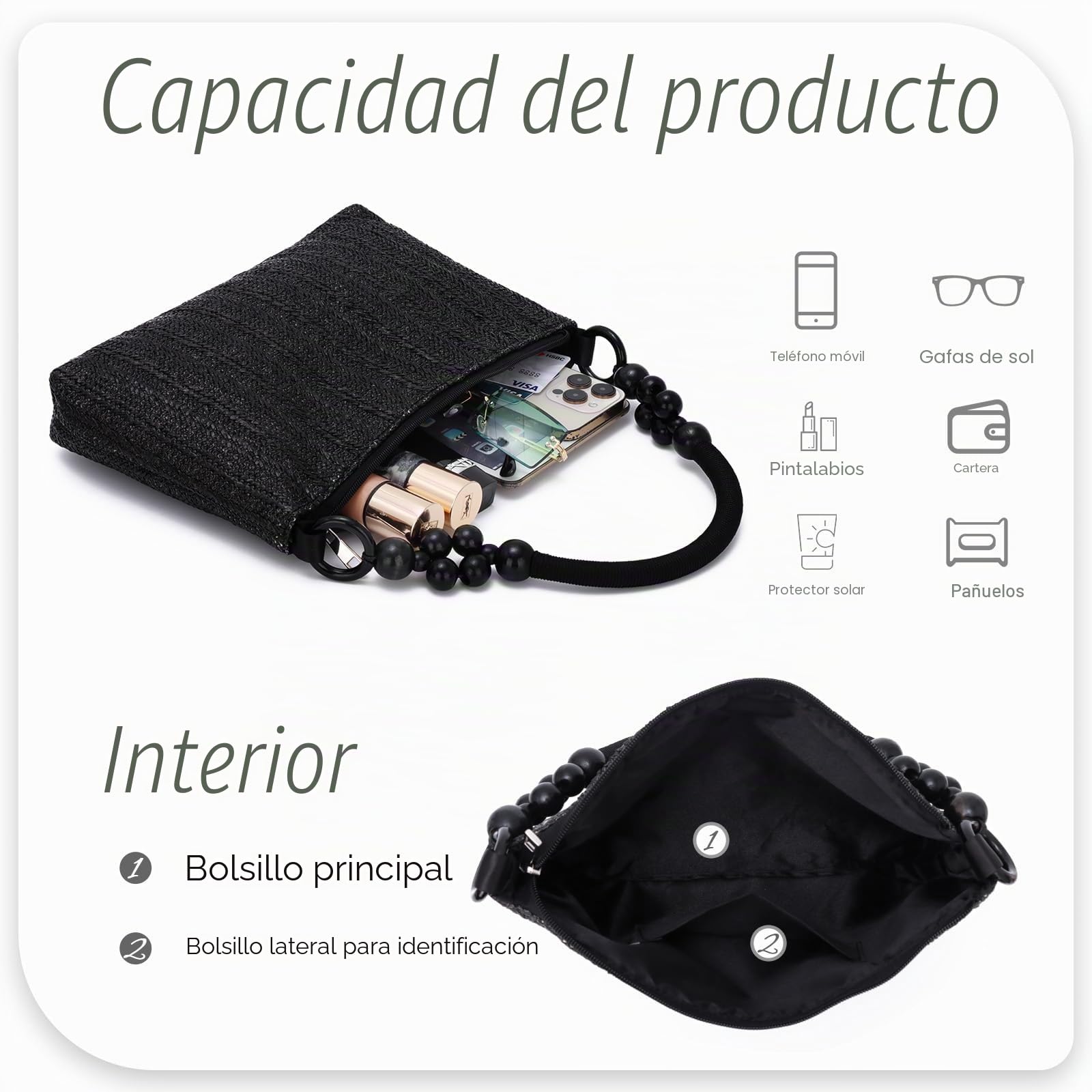 EVEOUT Bolso de hombro de Paja para Mujer Verano Bolsa axilas Tejido Bolso Tote de Rafia para Playa vacaciones viaje