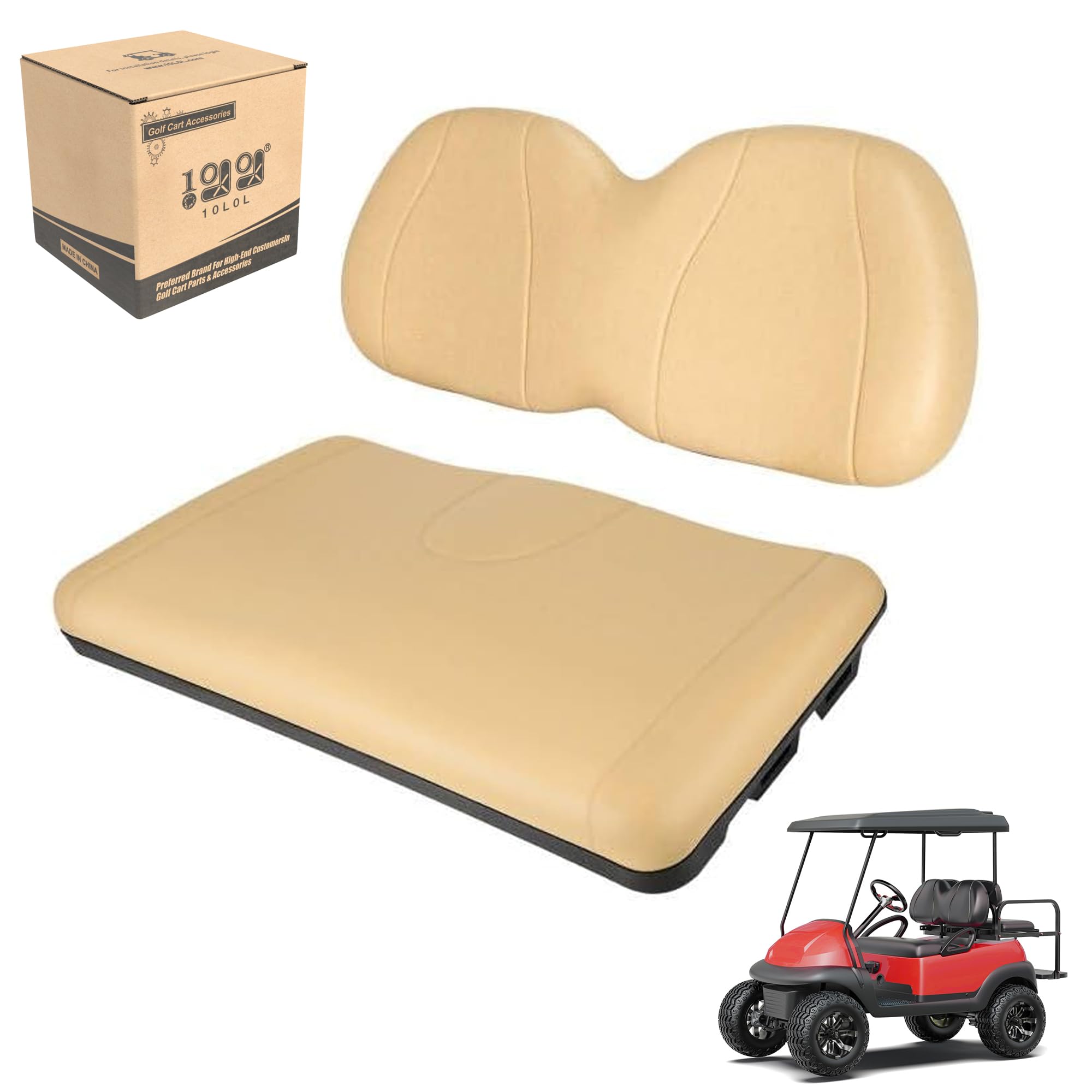 View 1 of 10L0L Golf Cart Front Seat Cushion & Backrest Assembly for Club Car Precedent 2004-2011,Premium Soft Sponge Replacement Kit, Comfortable and Supportive, Beige