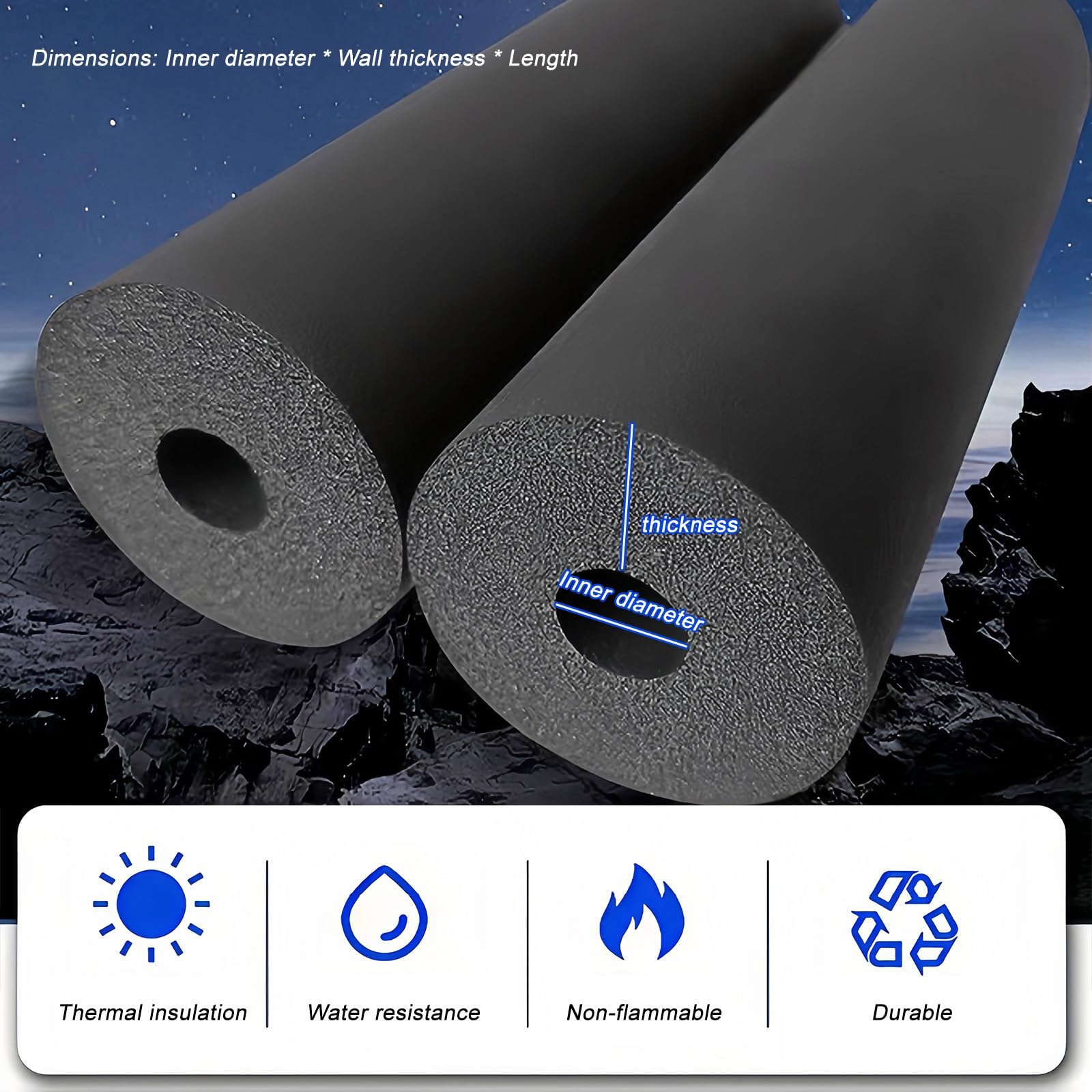 Confezione da 10 Tubi Isolante per Tubature, Tubi Flessibili in Schiuma, Coperture per Tubi In Polietilene per Rubinetti, Schiuma Isolante Protezione Antigelo(48x20x1800mm)