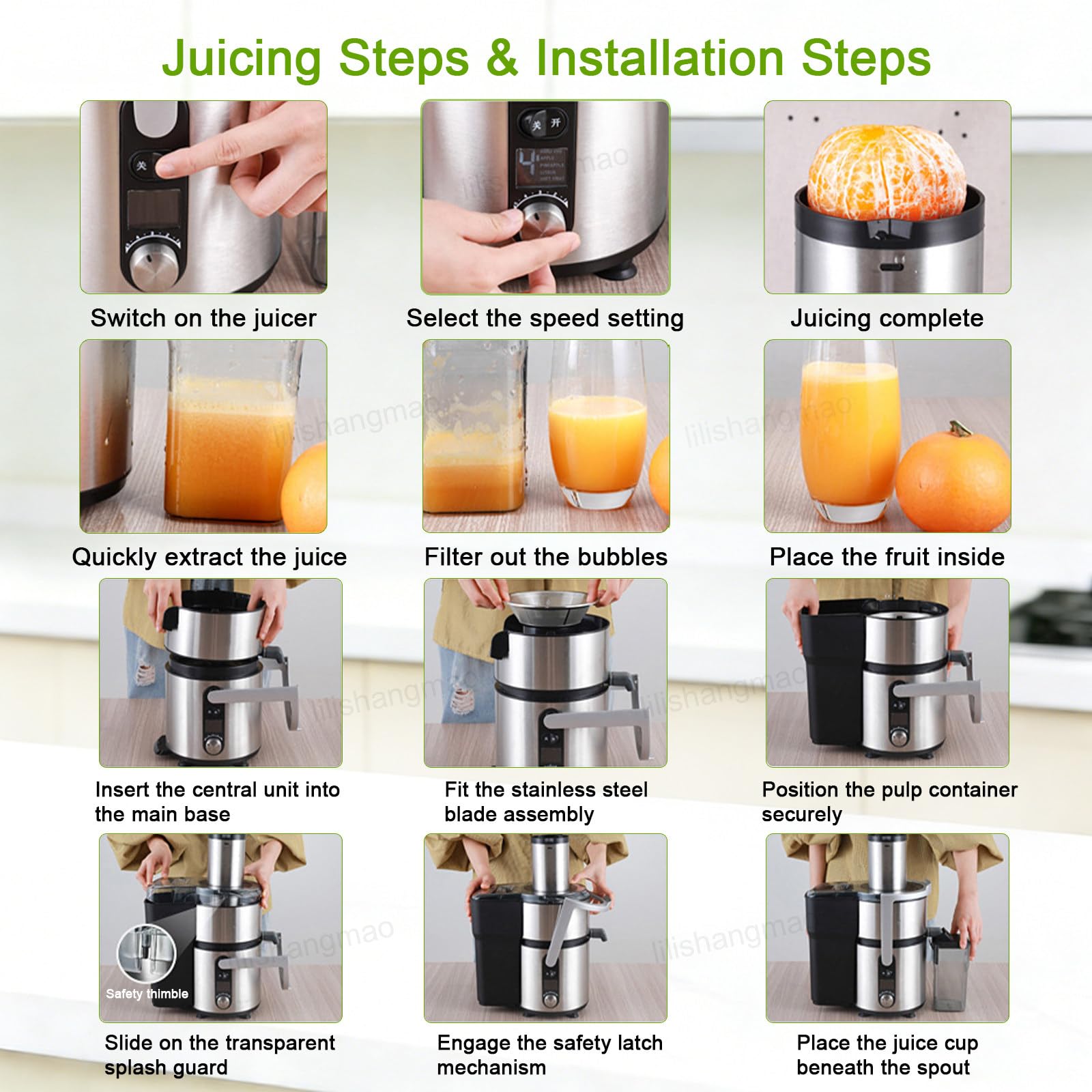 Centrifuga Elettrica da Banco - 1250 W, Elevata Resa in Succo, Imbuto da 84 mm per Frutta E Verdura Intera,Controllo A 5 velocità,Elevata Ritenzione dei Nutrienti,Acciaio Inossidabile