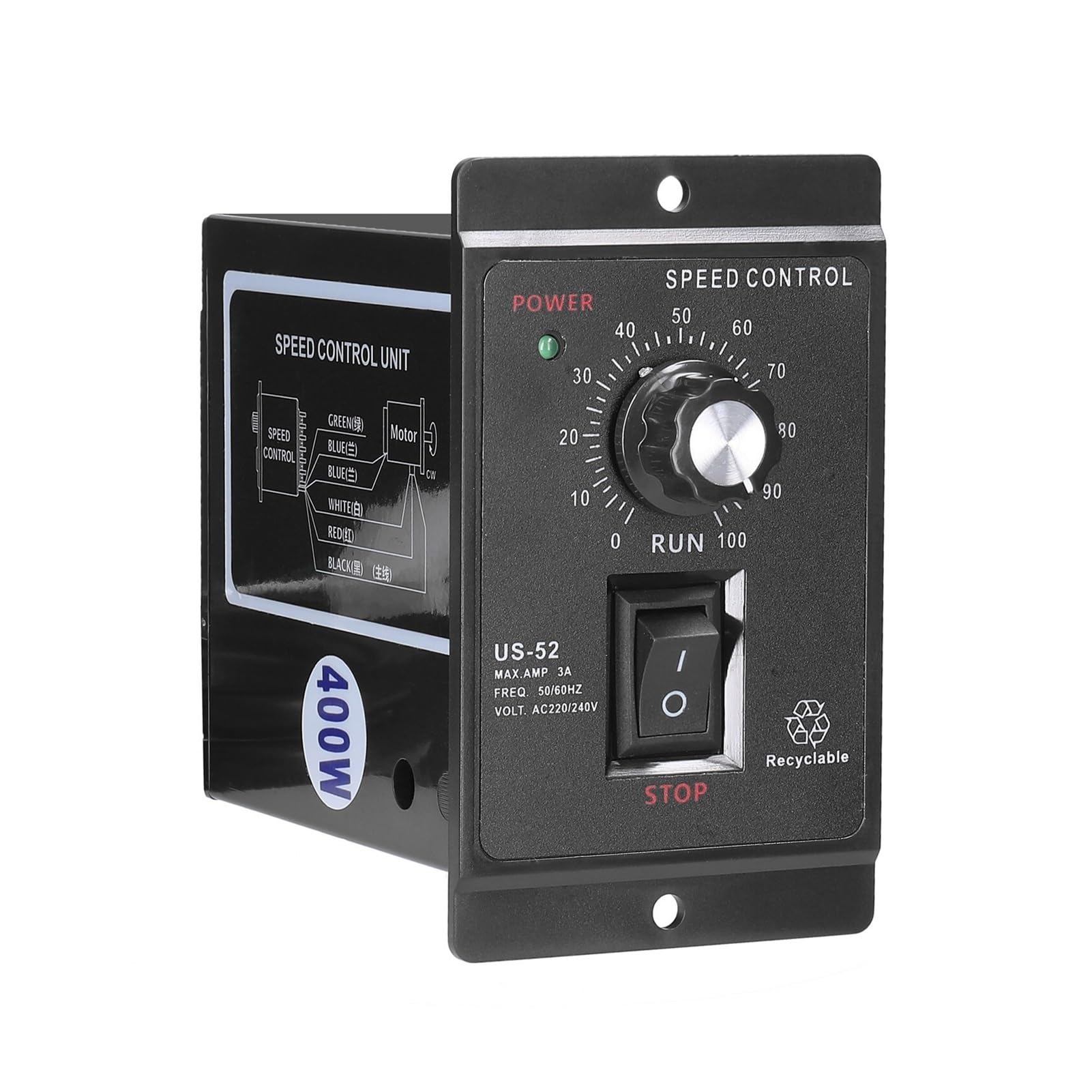 AC Asynchronous Motor Speed Controller with Forward And Reverse Rotation 6W-400W Adjustable Power Control for Industrial Use(6W)