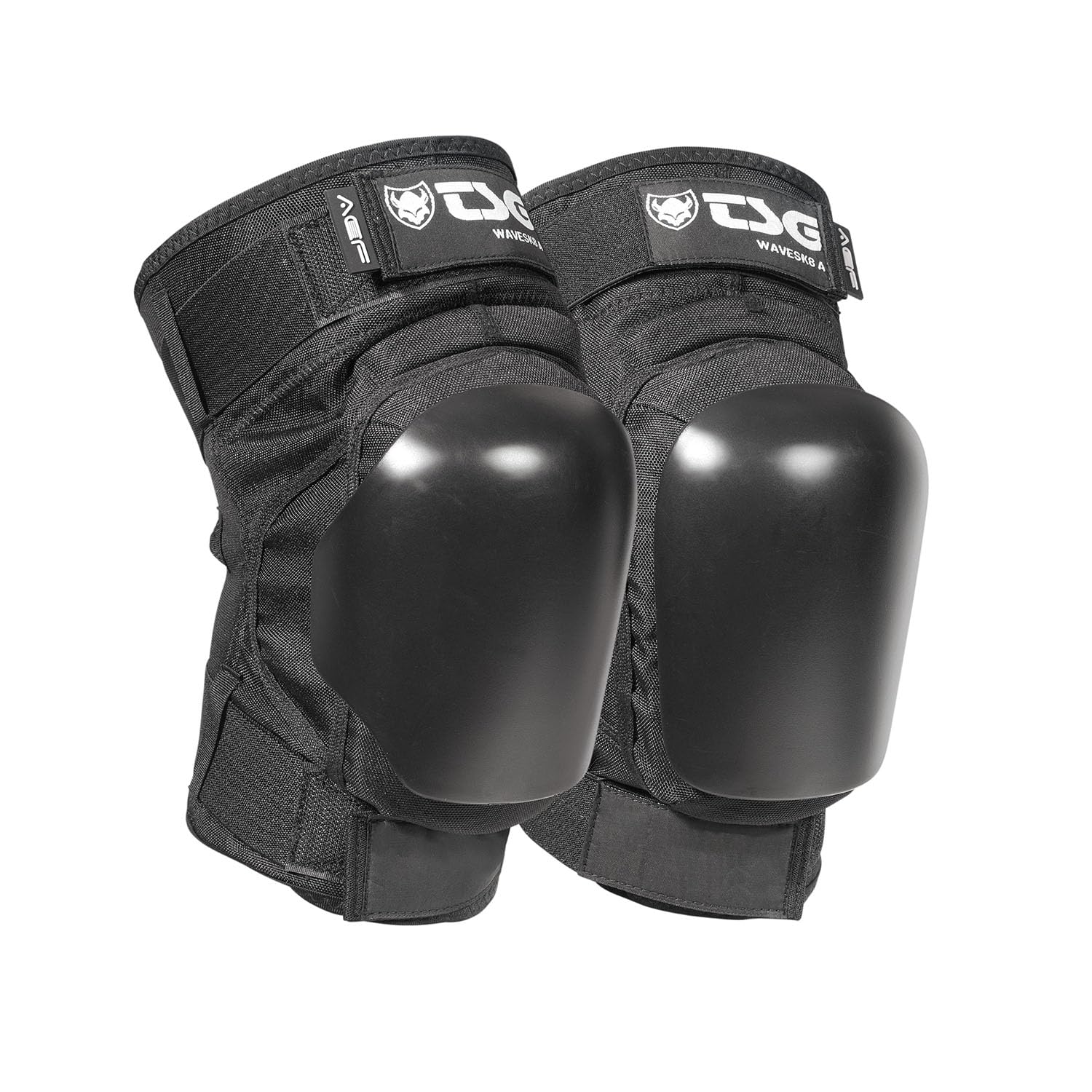 TSG Wavesk8 A Rodillera - Surf, protección de rodilla de patín, rígida, extraíble ACF, acolchado lateral, forro NBR antideslizante, nailon resistente al desgarro, correas de velcro, puños antideslizantes, preformados, espalda abierta, negro